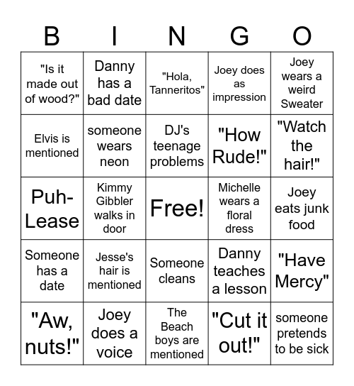 Full House bingo Card