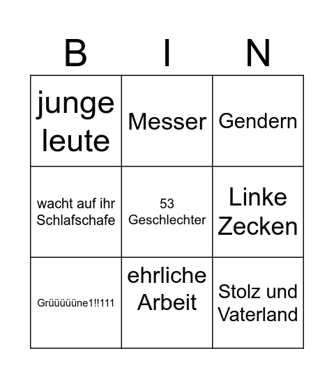 Marco's Schwurbelverein Bingo Card