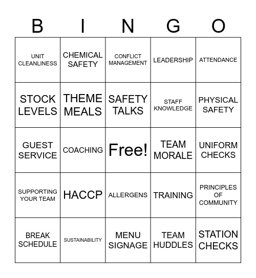 UCD Dining Services Bingo! Bingo Card