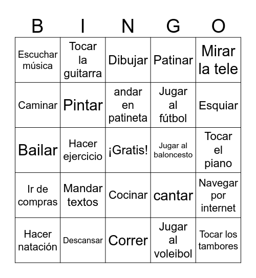 Pasatiempos Bingo Card