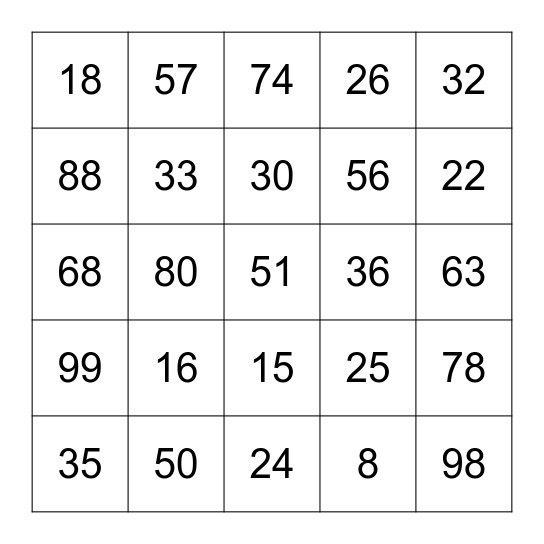COMPOSITE BINGO Card