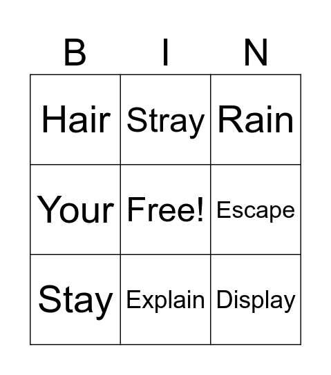 Spelling BINGO Card