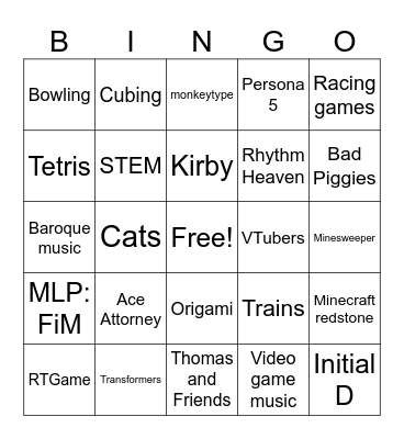 nokanol45's interest Bingo Card