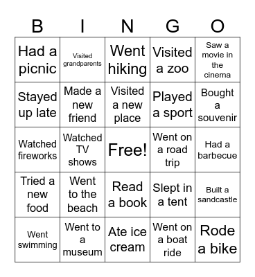 Holidays Bingo Challenge Bingo Card