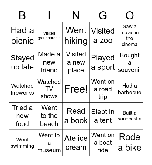 Holidays Bingo Challenge Bingo Card