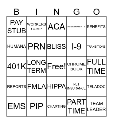 CHOICES LINGO BINGO Card