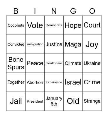 Kamala!!! Bingo Card