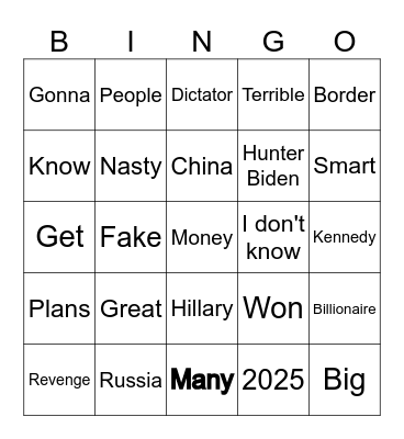 Agent Orange Julius Caesar Salad Hair Lord Furher Von Trumplestillskin Bingo Card