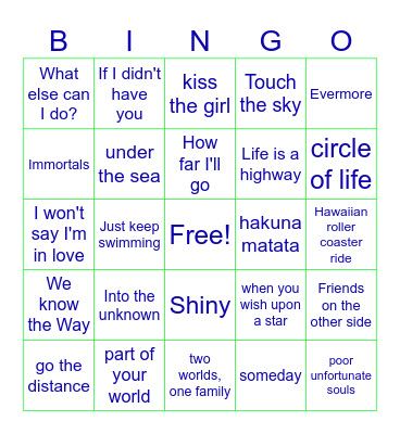 21st Century Disney Bingo Card