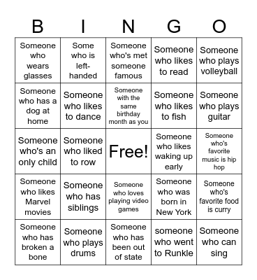 Human Bingo Card