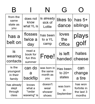 Someone who... Bingo Card