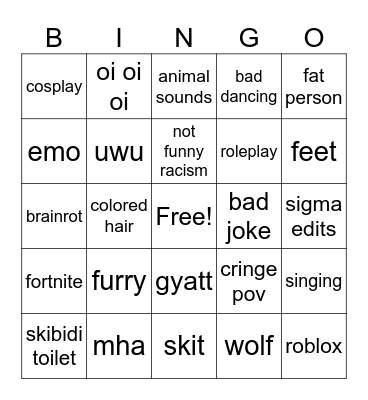 cringer simis Bingo Card