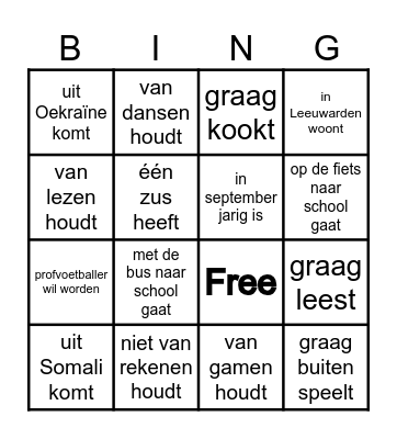 Zoek iemand die.............. Bingo Card
