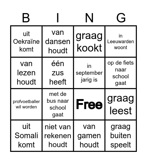 Zoek iemand die.............. Bingo Card