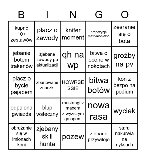 Howrsiarskie Bingo Card