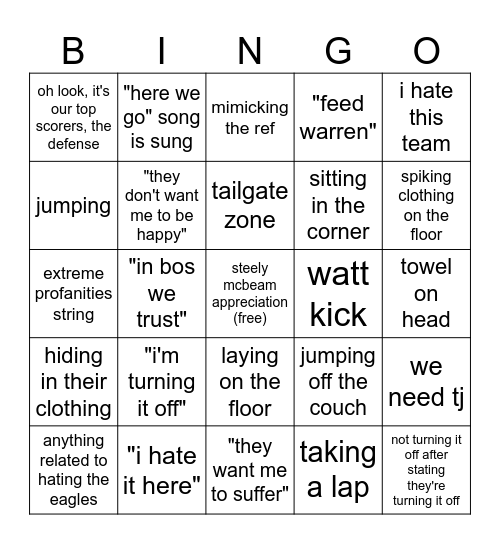 gills football bingo Card