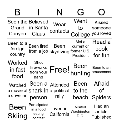 Untitled Bingo Card