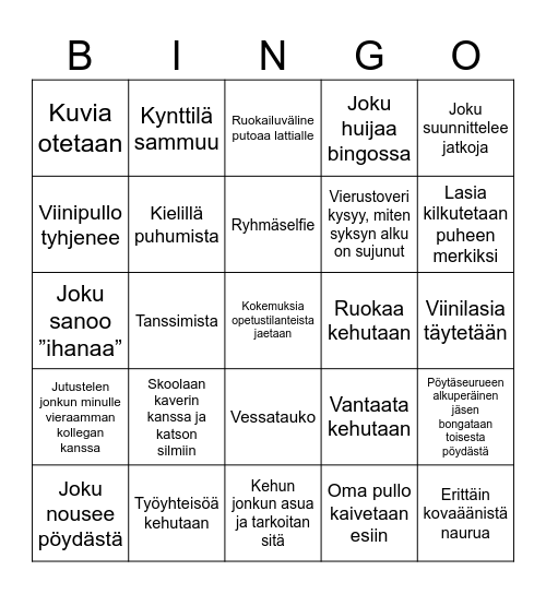 VMO opeyhdistys 50v -bingo Card