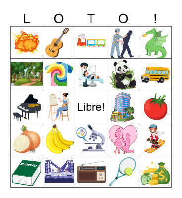 French Cognates Bingo Card