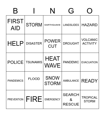 BE PREPARED Bingo Card