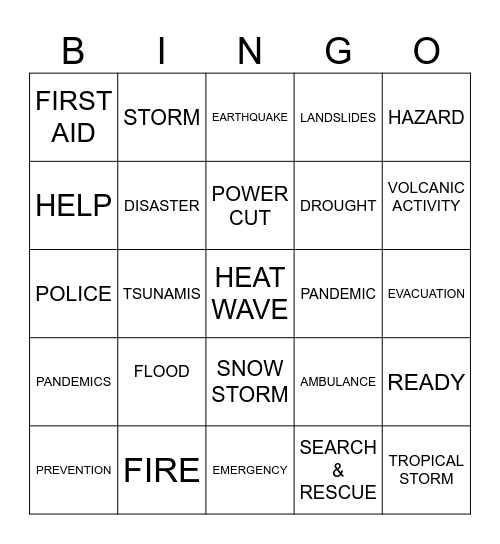 BE PREPARED Bingo Card