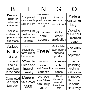 ** Wendel's Winners** Bingo Card