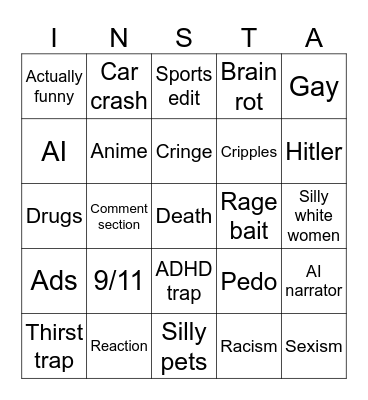 Instagram Bingo Card