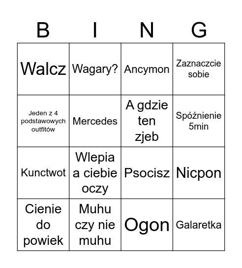 Drabarek Bingo Card
