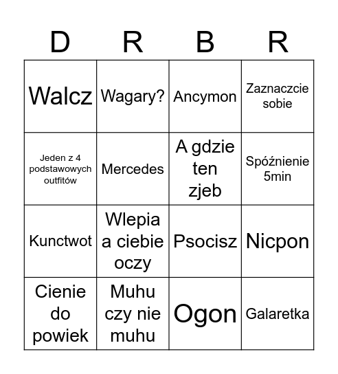 Drabarek Bingo Card