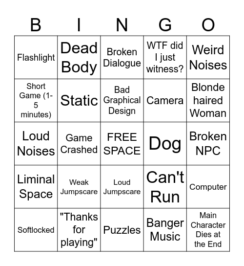 Itchio Bingo Card