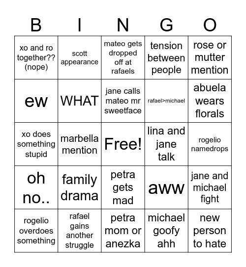 jtv bingo Card