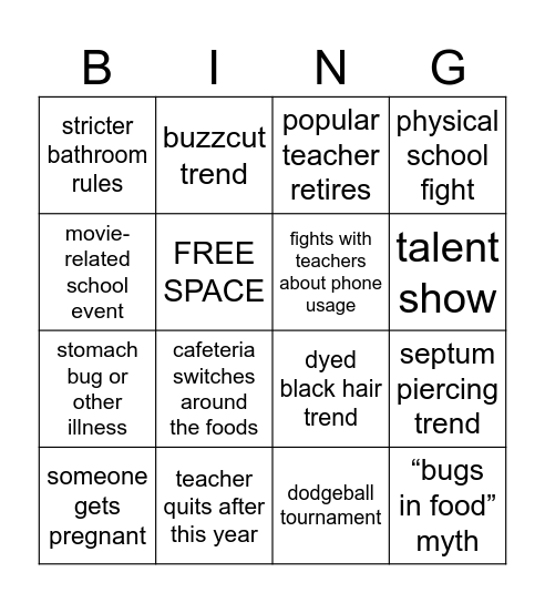 GHS BINGO 💯 Bingo Card