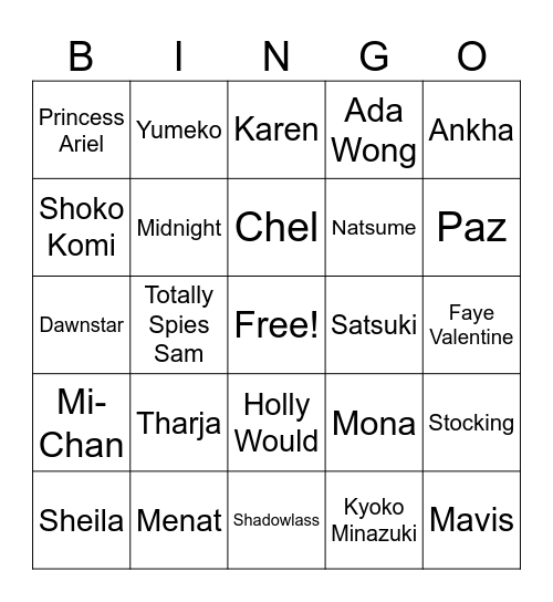 Mis waifus Bingo Card