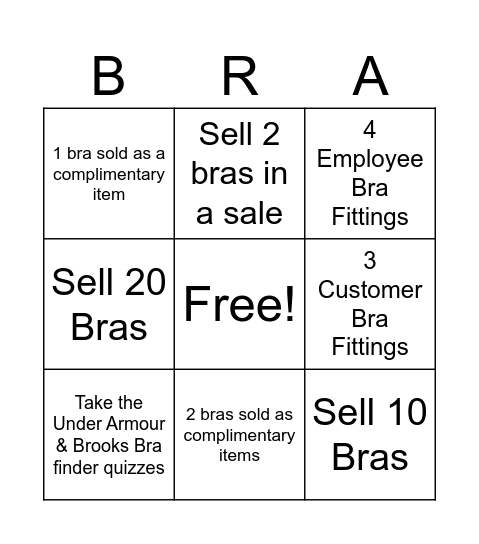 Bra-ingo Bingo Card