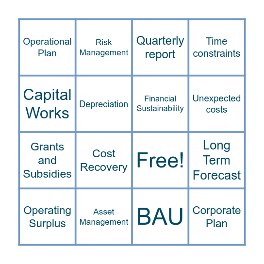 BUDGET BINGO Card