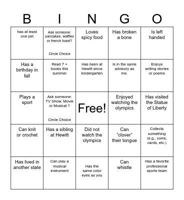 Find Someone Who... Bingo Card