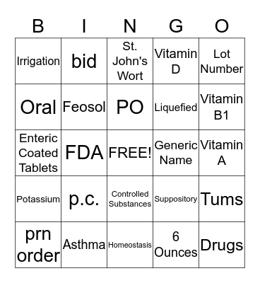 Chapters 5&6 BINGO! Bingo Card