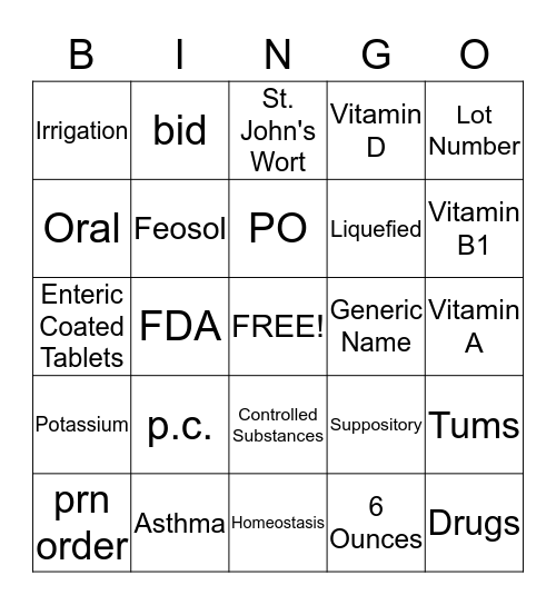 Chapters 5&6 BINGO! Bingo Card