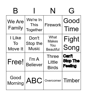 First Day of School Jam Bingo Card