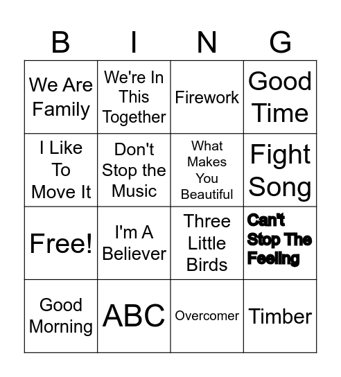 First Day of School Jam Bingo Card