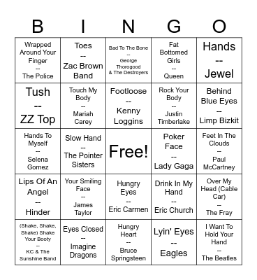 Body Bingo Card