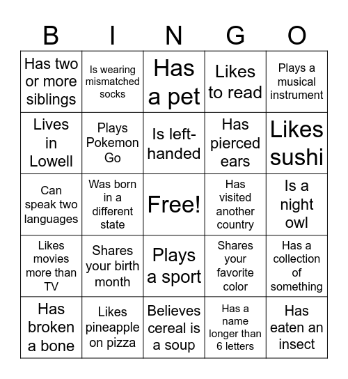 Find someone who... Bingo Card