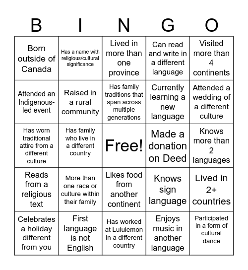 INCLUSION MONTH Bingo Card