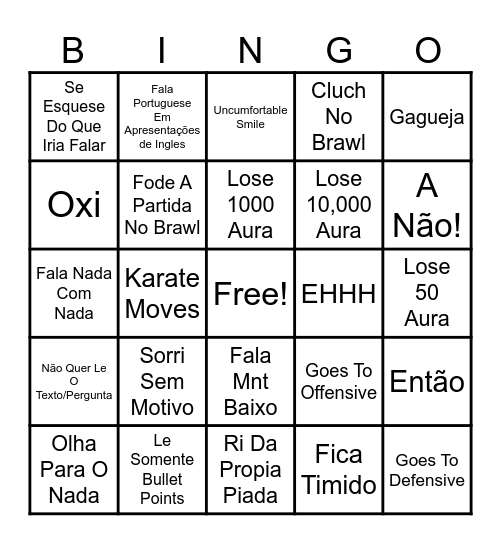 Giovanni Shenanigans Bingo Card