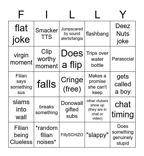 Filian Stream! (2024) Bingo Card