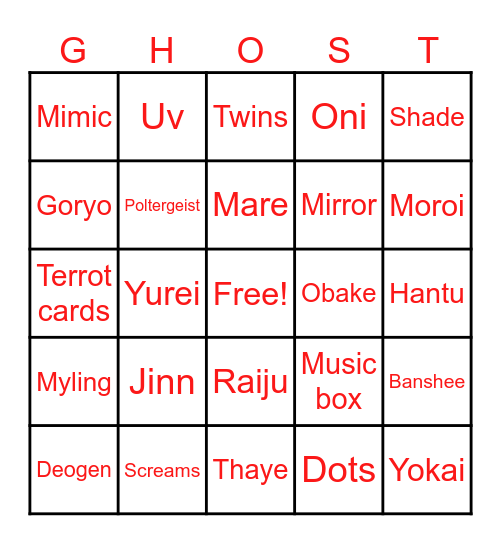 Phasmo single player Bingo Card