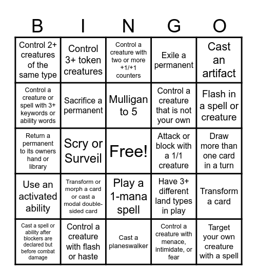 Magic: The Gathering BINGO Card