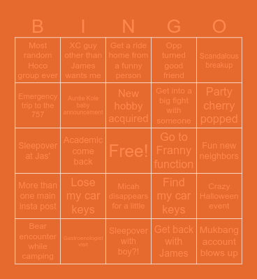 Fall Bingo Board! Bingo Card