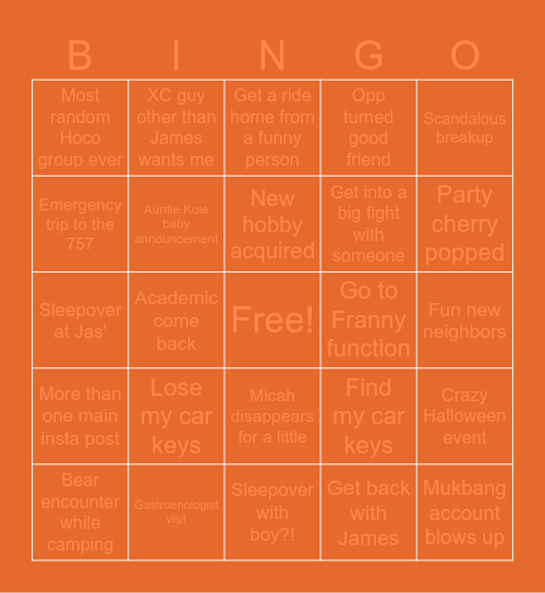 Fall Bingo Board! Bingo Card