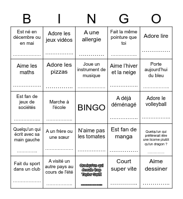 Trouve quelqu’un qui …. Bingo Card